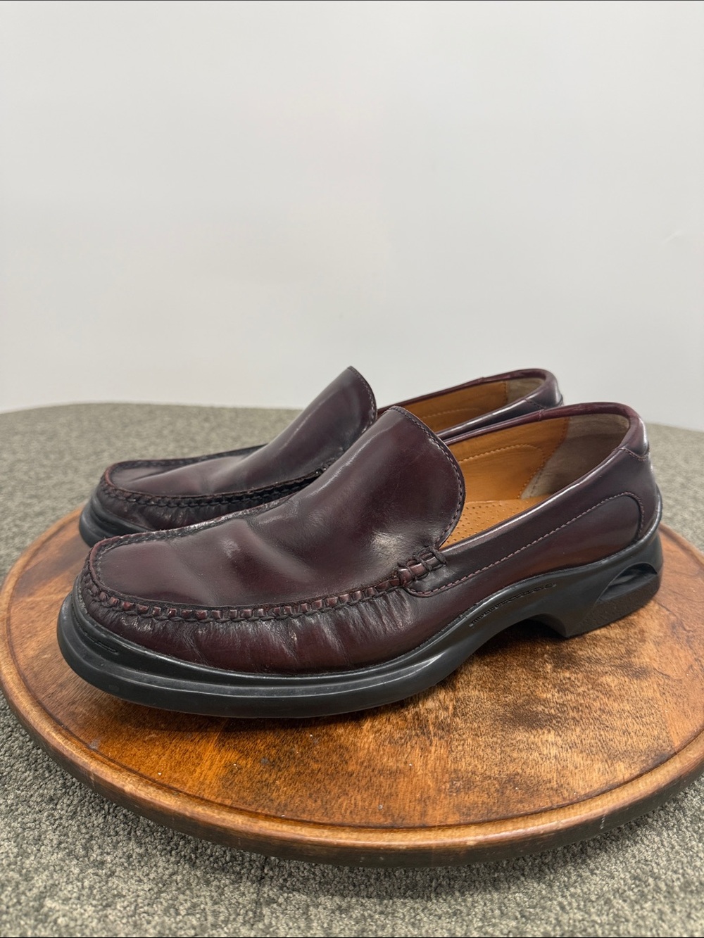 Cole Haan Shoes Mens 10.5 Burgundy Slip-On Leather Moc Loafers Santa Barbara II